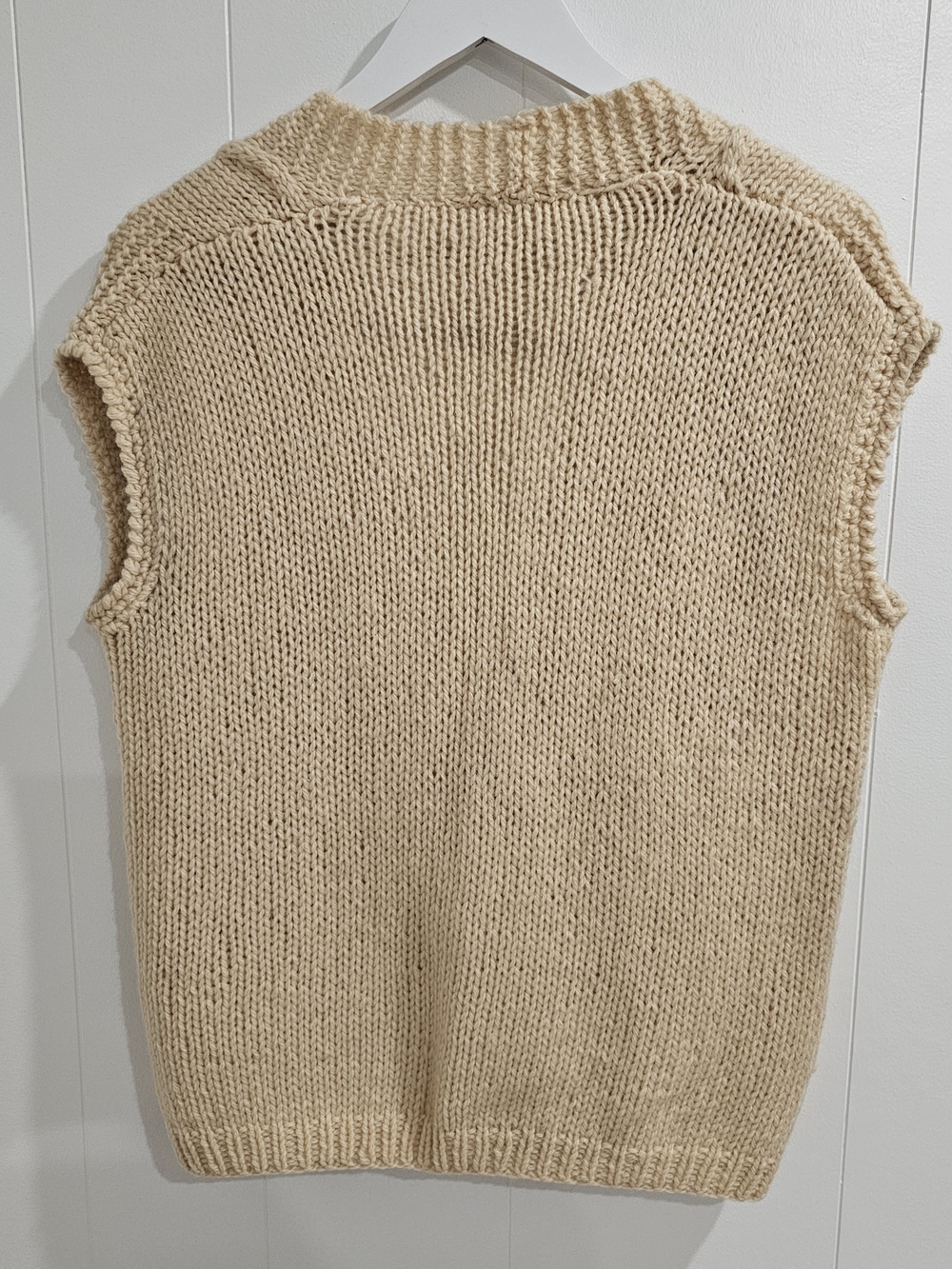 Vintage Italian 100% Virgin Wool Sweater Vest Cable Knit Academia  Unisex L Ital - Picture 4 of 8
